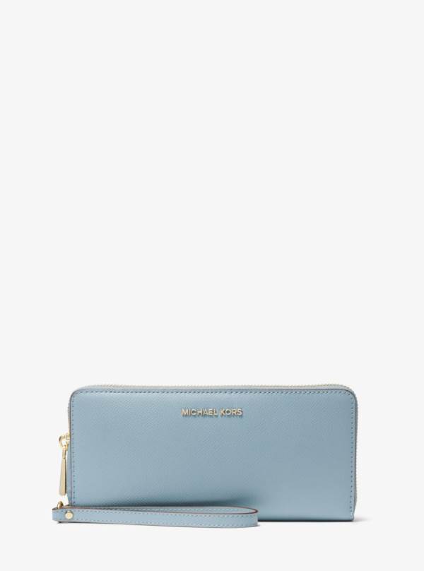Damske Penazenky Michael Kors Crossgrain Leather Continental Wristlet Modre - Doplnky Michael Kors Lacne | IHZMR-7849